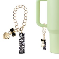 Letter Charm for Stanley Tumbler Cup, Bow Heart Initial I Letter Charm, Black