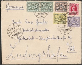 1939 21 DIC AEROGRAMMA PER LUDWIGSHAFEN (GER) AFFR. PER 2L. "CONCILIAZIONE"