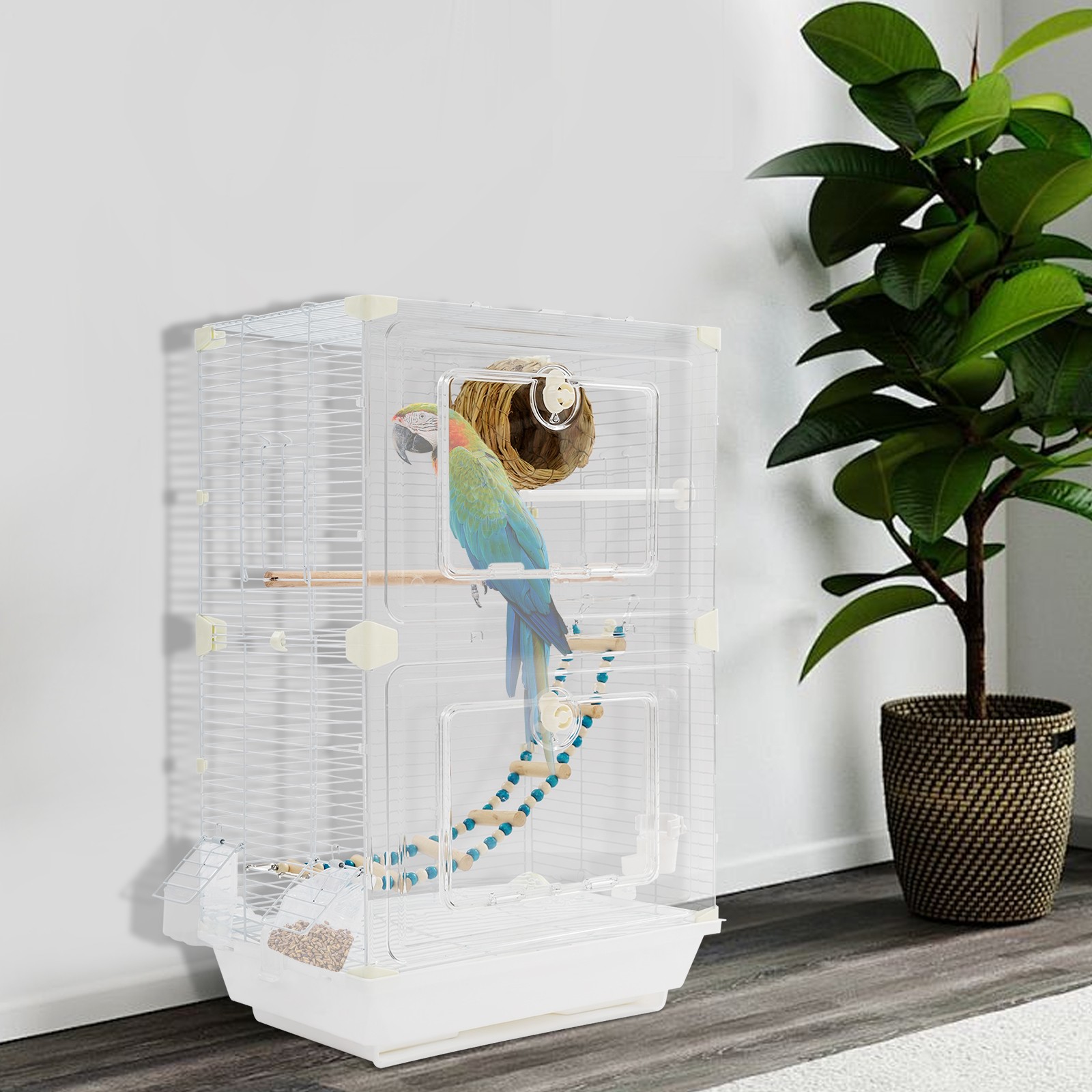 For Small Medium Birds, Standing Flight Bird House With Nest Feeders,
