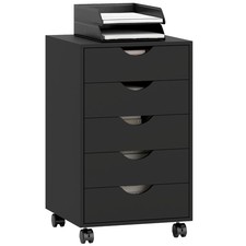HOMCOM Filing Cabinet with 5 Drawers, Under Desk Drawer, Black
