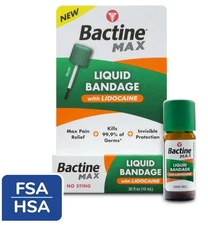 Bactine Max Liquid Bandage, Invisible Band-Aid, Analgesic Pain Relief, .30oz
