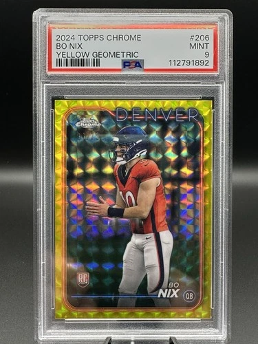 2024 TOPPS CHROME YELLOW GEOMETRIC #206 BO NIX ROOKIE RC /75 PSA 9 POP 4