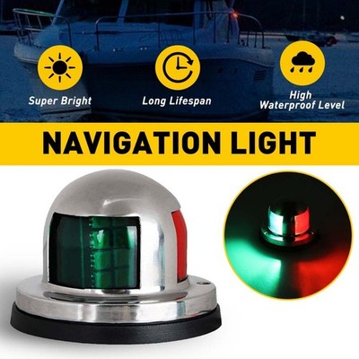 2IN1 Marine Yacht Boat 12V Pontoon Stainless Bow LED Lights Navigation Steel ABS