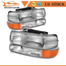 Fits 1999-2002 Chevrolet Silverado 1500 Headlights Assembly Chrome Housing Lamps