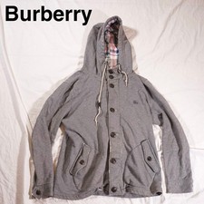 Burberry Black Label Hoodie Button Up Vintage Y2K Plaid Size 3 Distressed
