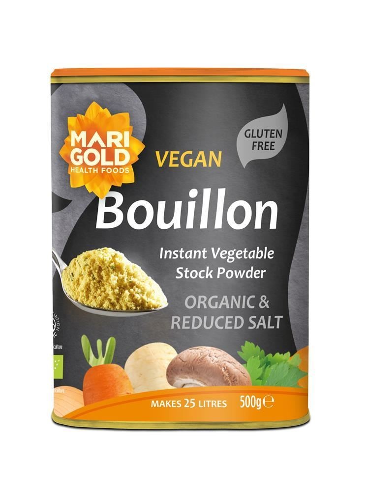 Marigold ORG Less Salt Veg Bouillon Grey 500g - 4 Pack