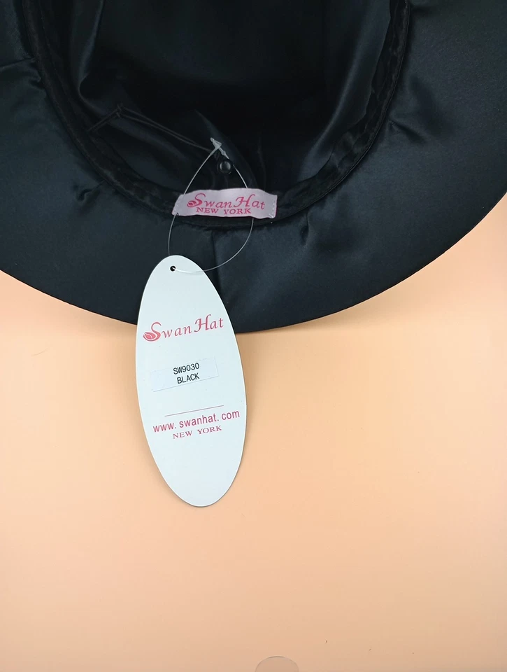 Sombrero Cisne Nueva York Negro Nunca Usado Guardado en Plástico En Estante Superior Foto 4 de 4