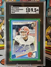 2025 Carson Schwesinger Donruss Rated Rookie Green Auto SGC 9.5 MT+ Auto 10