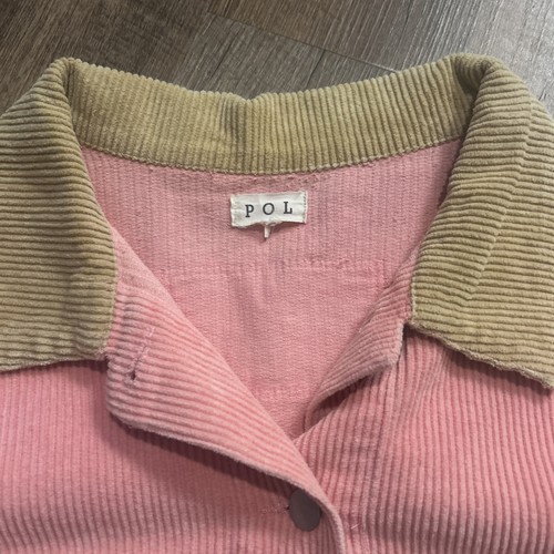 POL Damen rosa/beige roher Saum Cord Distressed Crop Anthropology Jacke - Bild 4 von 18