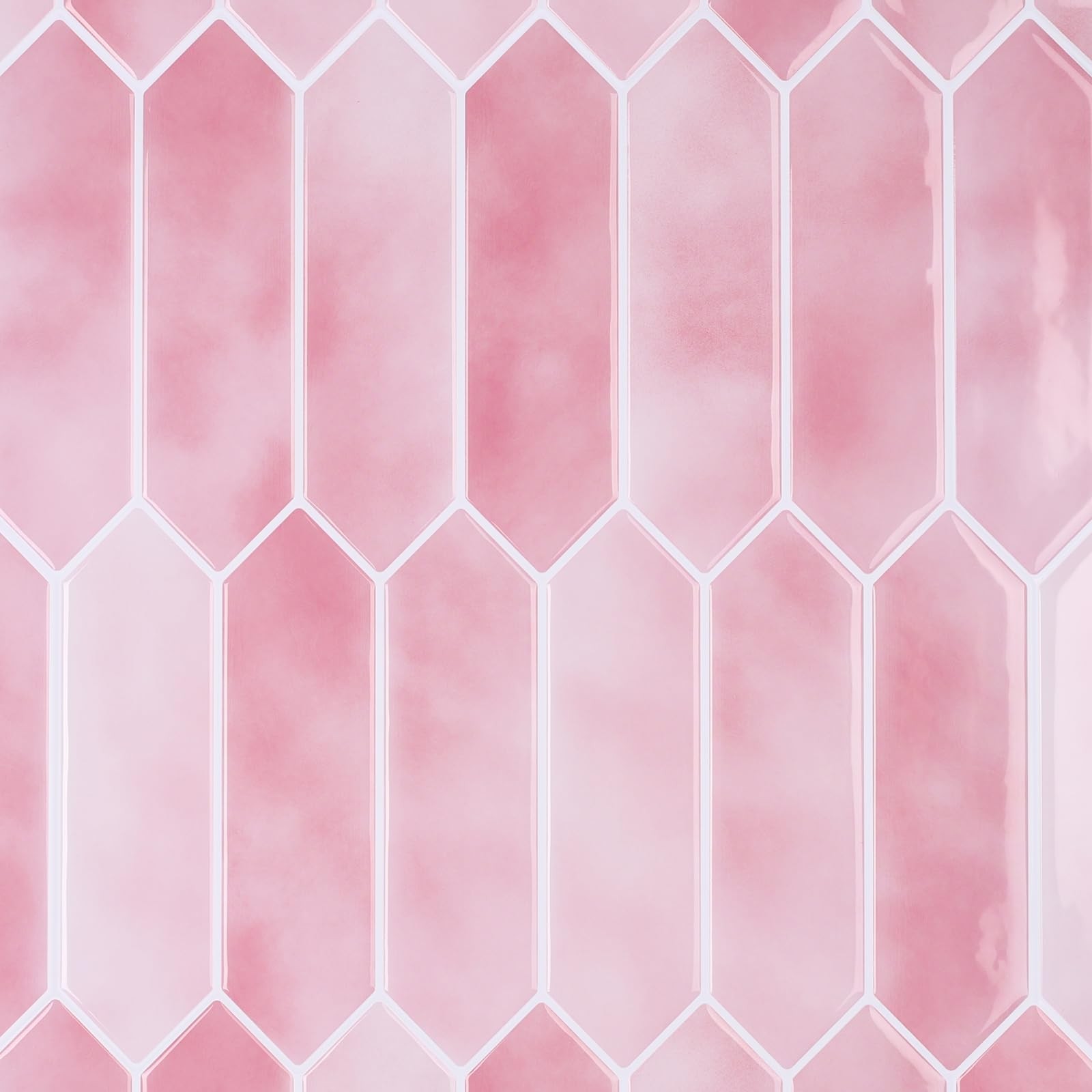 10-Sheet 12x12 Pink Hexagon Peel & Stick Kitchen Backsplash Tile