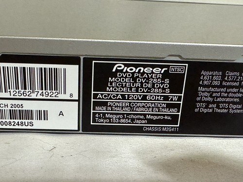 Pioneer DV-285 DVD Player with Original remote Parts Only - Picture 6 of 8