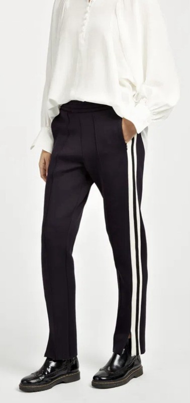 JOSEPH  Black With  White Stripes Scuba Track Pants  S