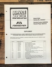 Soundesign Model 6848 Stereo Service Manual *Original*