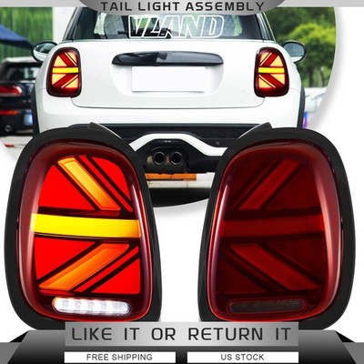 VLAND FULL LED Red Tail Lights For 2014-23 Mini Cooper F55/56/57 Union Animation