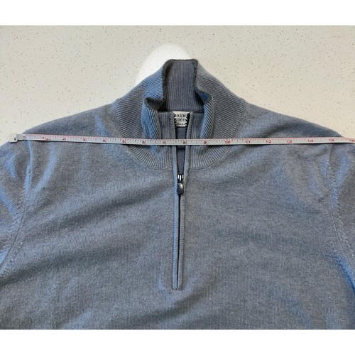 Brunello Cucinelli 100% Cashmere Sweater 1/2 Zip Sweater -Gray-S-$1145 Retail - Picture 3 of 13