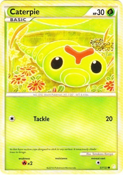 Caterpie - 57/123 - Common (Damaged) HeartGold SoulSilver - Grass Pokémon