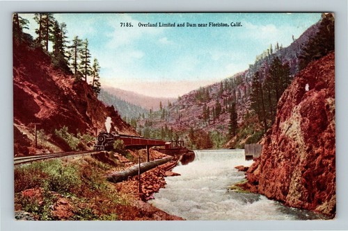 Floriston CA-California, Overland Limited And Dam, Vintage Postcard