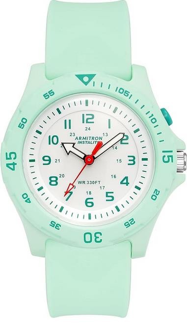 Armitron Women's 25-6452MNT Green Silicone Adjustable Strap WR White Dial Watch