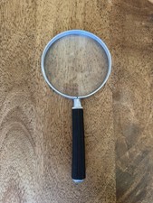 Vintage 3 1/2" Magnifier Glass w Sturdy Metal Frame Textured Handle Made In USA