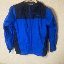 Columbia Youth Rain Jacket Windbreaker Size M 10/12 Navy Blue Colorblock