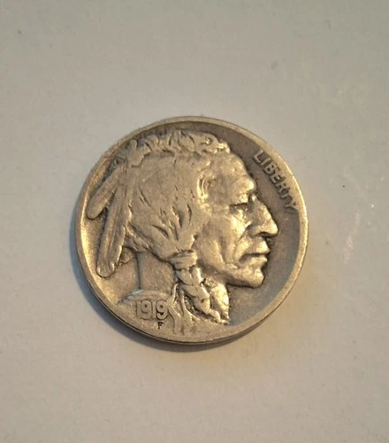 1919 Buffalo Nickel US Coin Full Date Very Fine VF