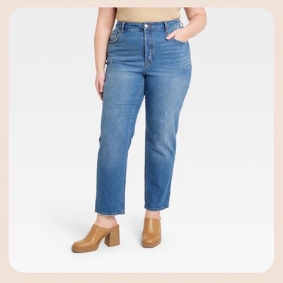 Universal Thread Womens High Rise 90s Straight Jeans Blue Medium Wash 28W Reg