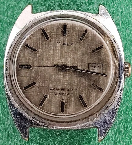 C1883 mens 1975 Timex Viscount Automatic 47550 03275 Vintage Watch Parts lot