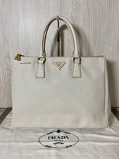 Borsa PRADA Saffiano Lux Galleria grande media pelle bianca usata rara