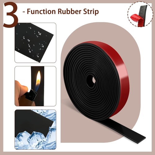 Neoprene Rubber Strips, 1/2" Wide X 1/16" Thick X 115" Long Adhesive Solid Rubbe - Picture 4 of 12