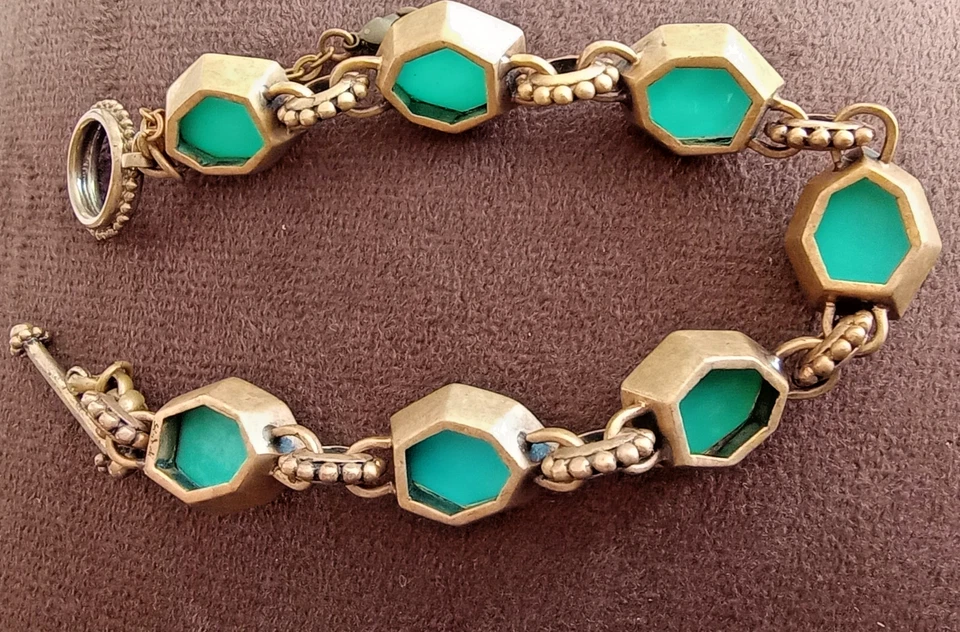 Stephen Dweck зеленый агат безель набор камень браслет 9» цепочка безопасности - Изображение 3 из 4