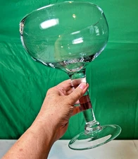 Jumbo Margarita Martini Stemmed Glass 10.5" t, Manganese Glow under 365nm light