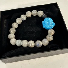 Rarities Turquoise Buddha Beaded Stretch Bracelet 8"
