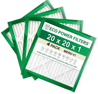 ECO POWER 20x20x1 Air Filter MERV 11 Pleated HVAC AC Furnace Filter 4 Pack
