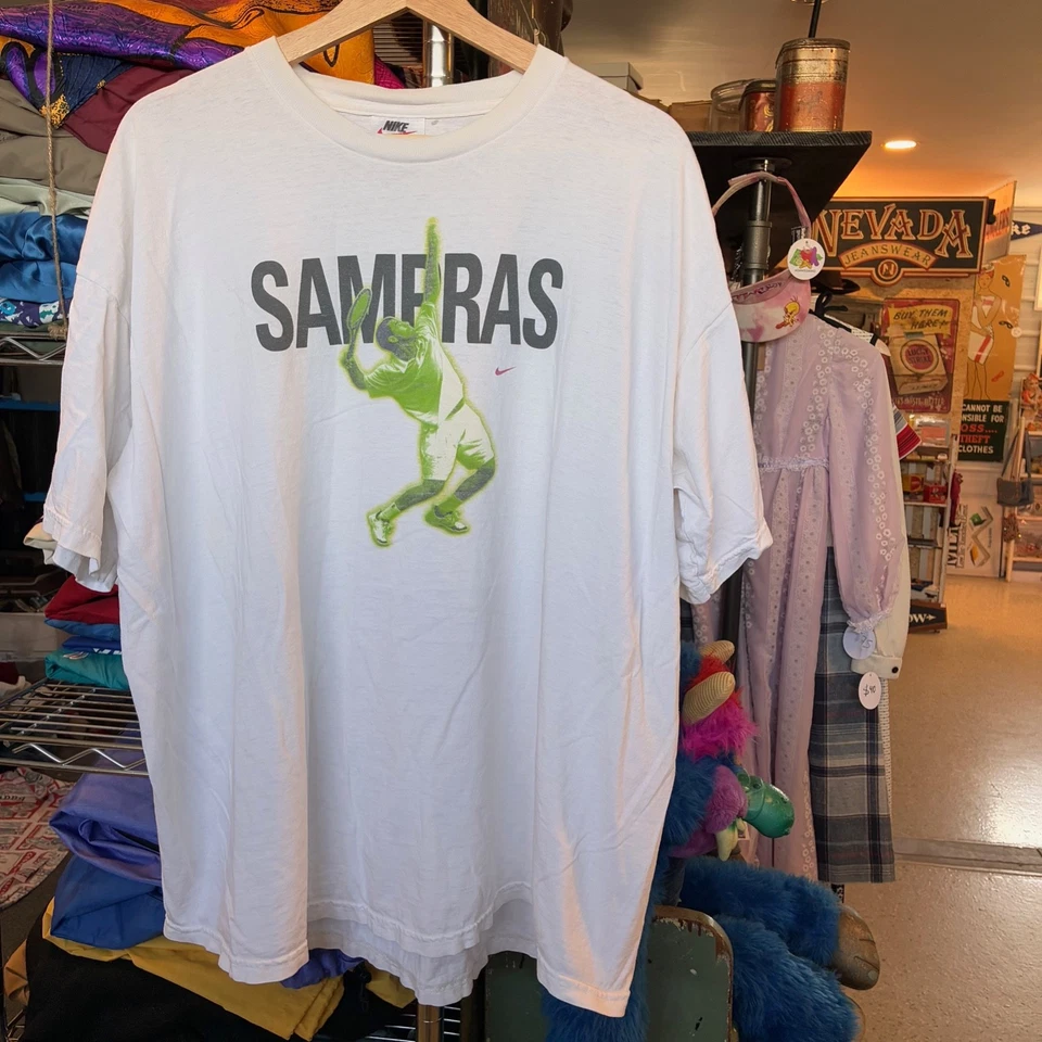 1990s Vintage PETE SAMPRAS Nike World Domination Tour Tennis Wimbledon T-shirt - Image 2 of 4