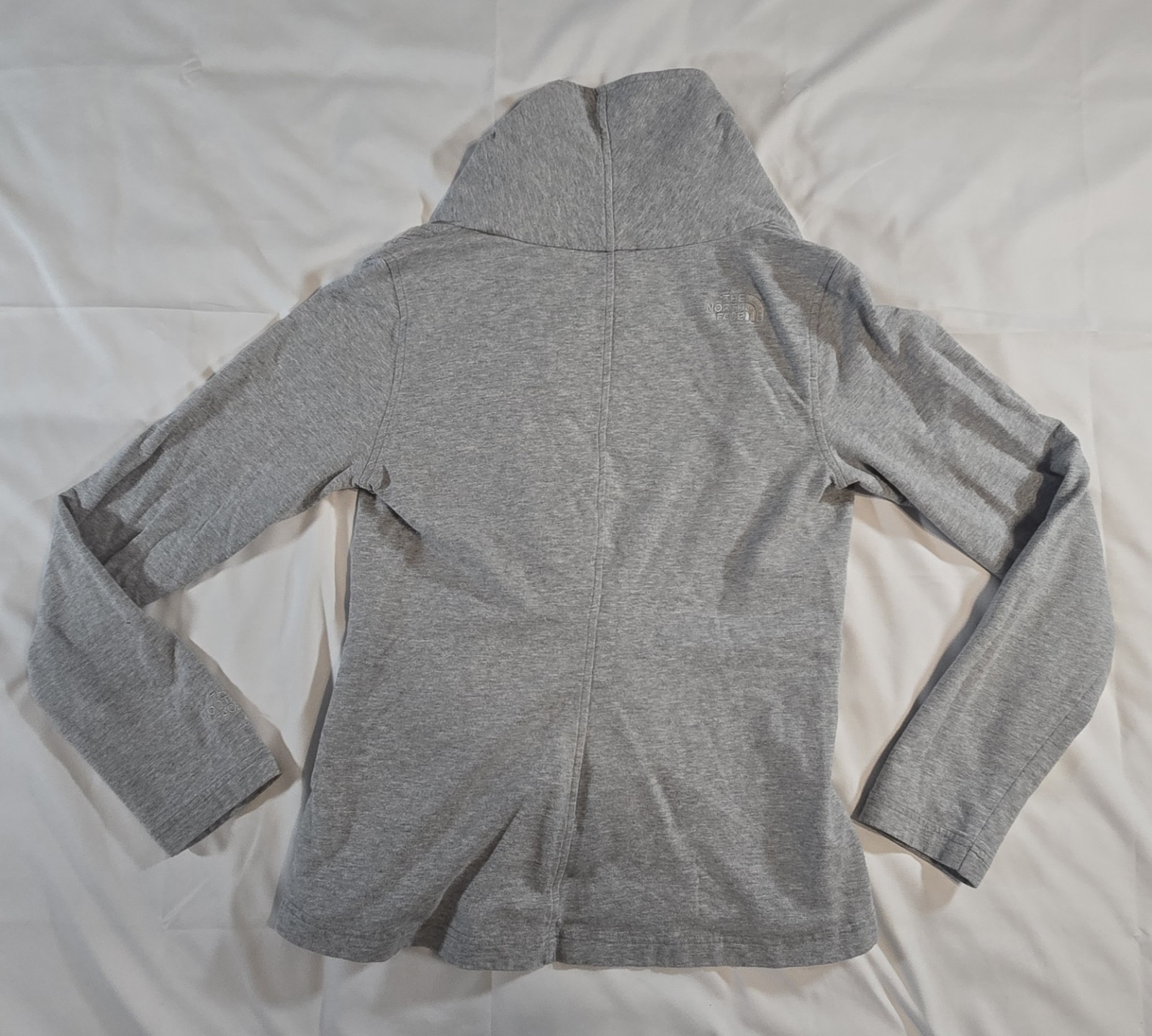 The North Face Womens Small Gray Asymmetrical Zip Hoodie Jacket Soft Stretch thumbnail 6