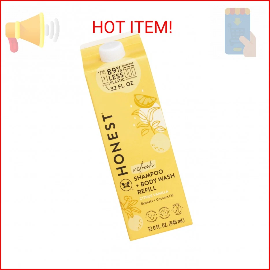 The Honest Company 2-in-1 Cleansing Shampoo Body Wash Refill Citrus Vanilla 18oz