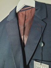 &pound;90 NEU MIT ETIKETT NEU TOPMAN 40" R L BLAZER JACKE DUNKLER JACQUARD SUPER SKINNY MARINEBLAU L4