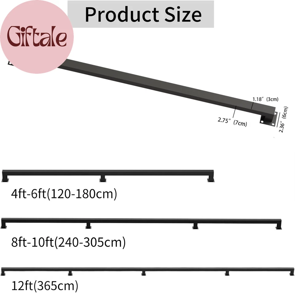 Barandillas para escaleras interiores de 12 pies, barandillas de hierro negro para escaleras, barandilla industrial Foto 3 de 4