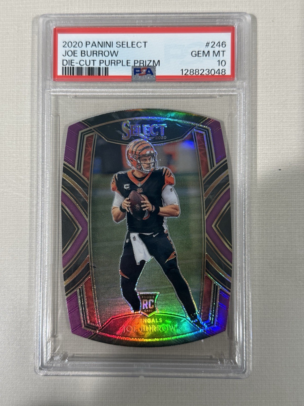 2020 Panini Select - Club Level Joe Burrow #246 Purple Prizm Die-Cut (RC) PSA 10