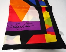 Vintage Linda Dano Silk Abstract Scarf Shaw Wrap Multiple Colors 40"x 41" w/Box