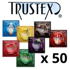 50 Trustex Flavored Lubricated Condoms - Choose Asst Flavors 50 Pieces