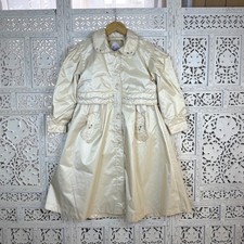 Vtg F. W. Fischer Floral Coquette Girls Trench Dress Event Coat Sz 6X