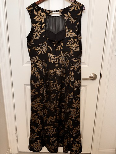 En Focus Women Black Evening Long Dress W/Gold Accent Sleeveless - Picture 11 of 11