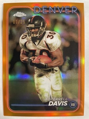 Topps 2024 Chrome Orange Refractor /25 Terrell Davis #60 Broncos NFL