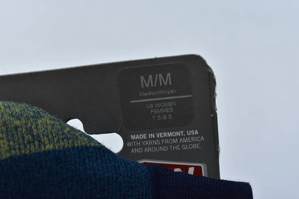 Darn Tough 1970 Lime Bear Town Micro Crew Light Cushion Wool Socks USA Womens M - Image 3 of 4