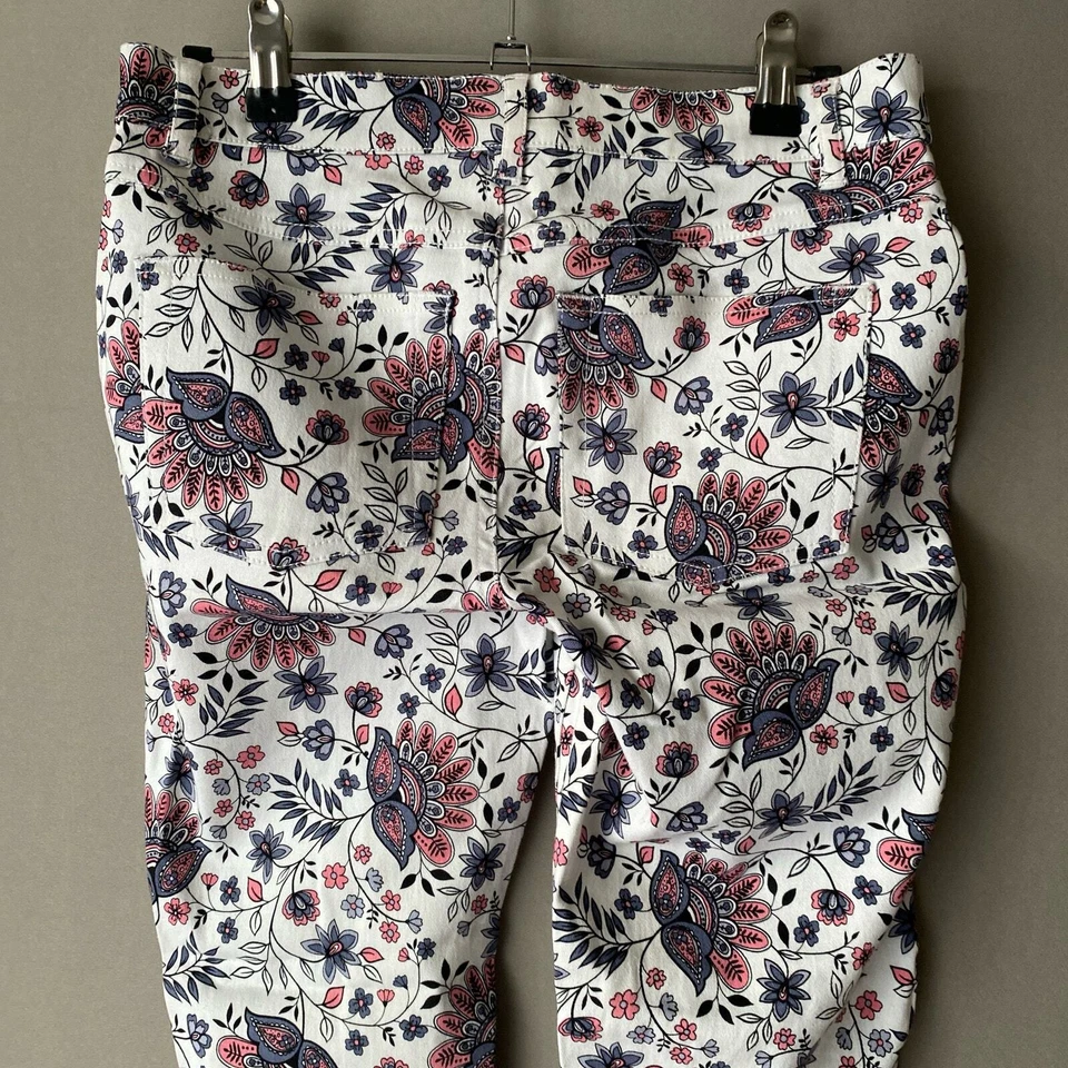Kensie Talla 4 Blanco Rosa Floral Boho Pantalón Foto 2 de 4