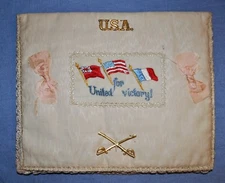 WWI French Made Sweetheart Pillow - U.S. Cavalry Insignia
