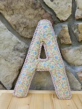 Vintage Large Fabric Initial Hanging Letter "A" Home Nursery Decoration