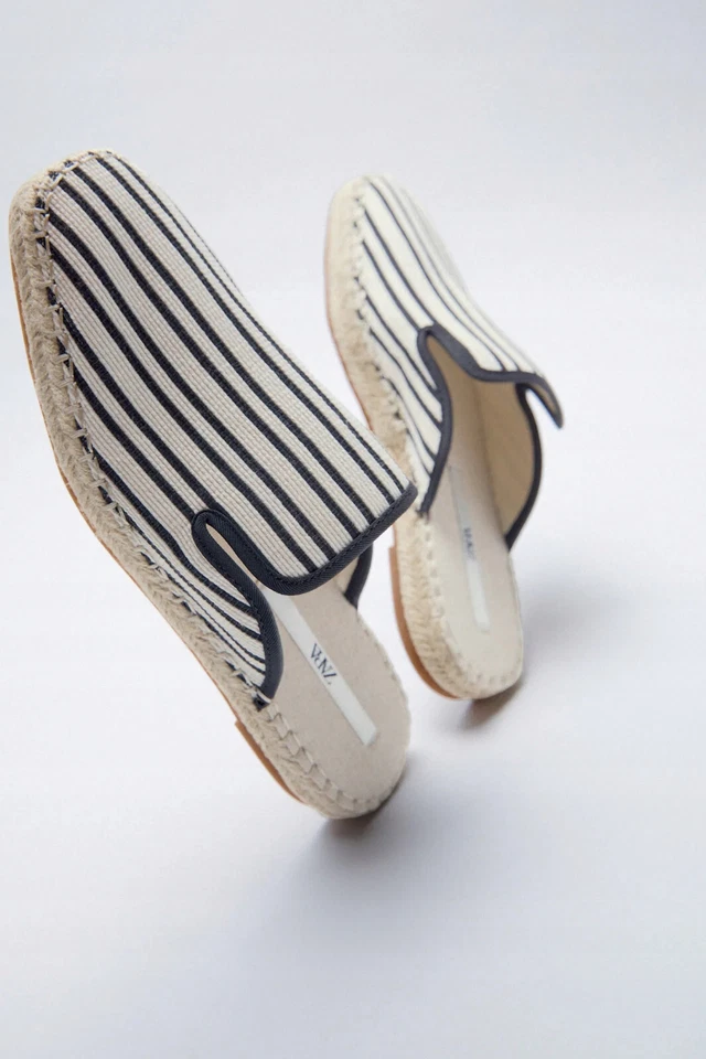 NWT Zara Striped Low Heel Fabric Mules 3507/710 - Image 4 of 4