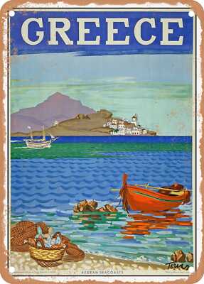 METAL SIGN - 1948 Greece Aegean Seacoasts Vintage Ad
